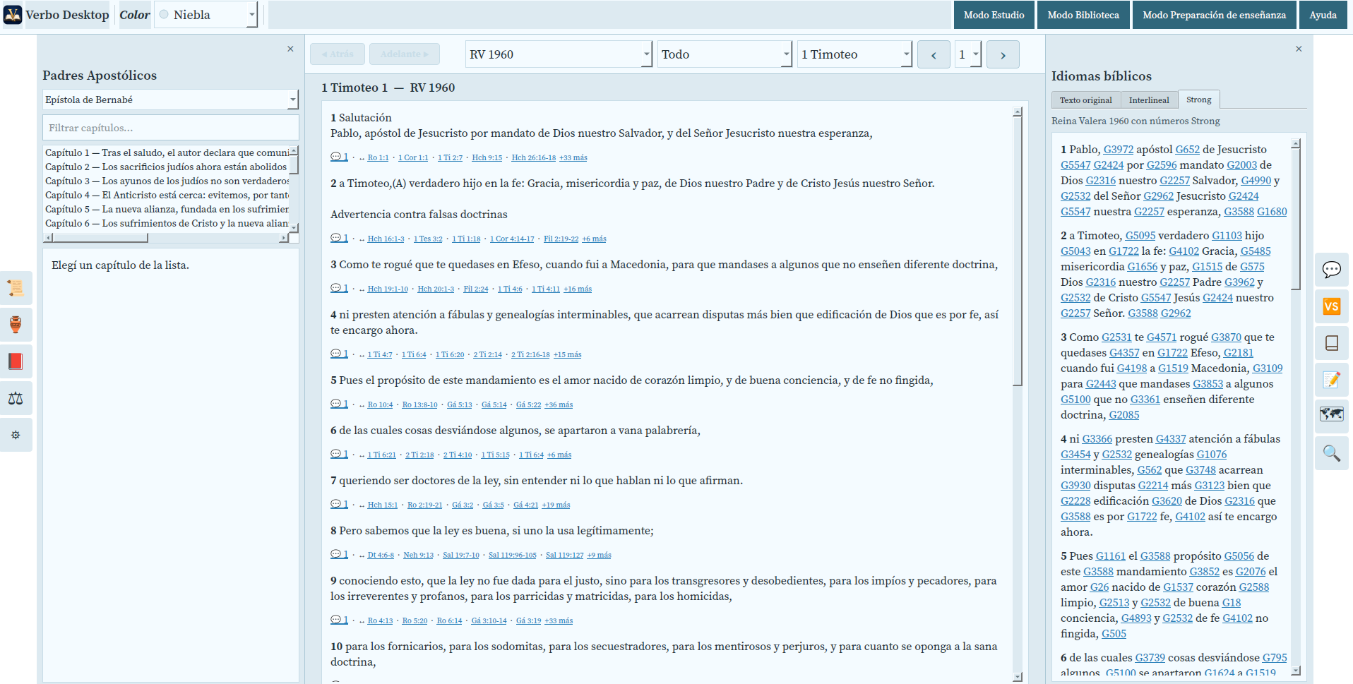 Verbo Desktop study interface